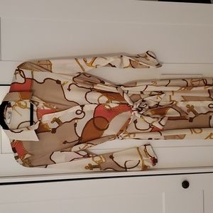Mango long button down dress with belt